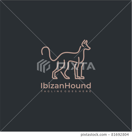 Line Art Hunting Dog Silhouette Vector Logo Illustration Line Art Hunting Dog Silhouette Vector Logo Illustration 81692804