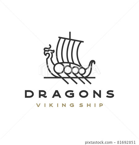Line art Viking Ship Logo Design Vector Line art Viking Ship Logo Design Vector 81692851