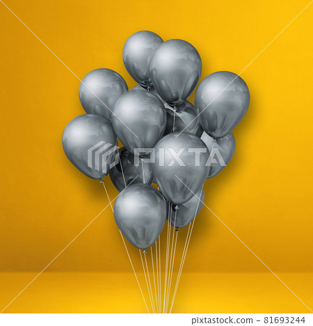 Silver balloons bunch on a yellow wall background - Stock Illustration ...