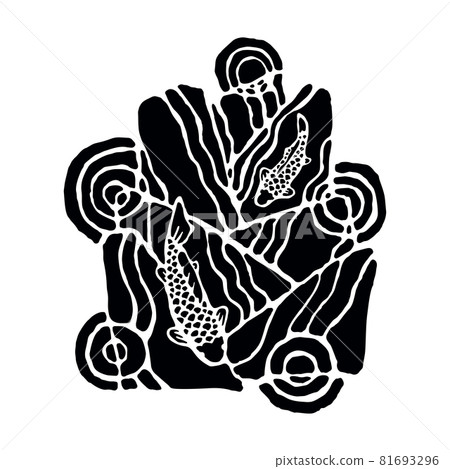 Illustration of japanese koi fish in waves 81693296