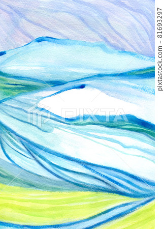 Landscape with sky and hills in blues and greens 81693297