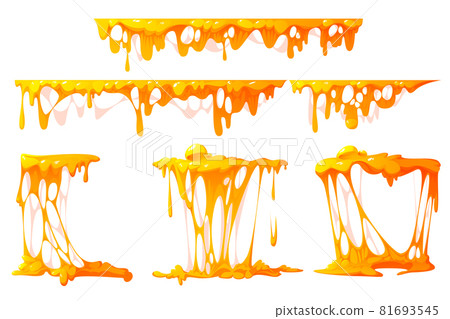 Melted cheese pieces isolated on white background Melted cheese pieces isolated on white background 81693545