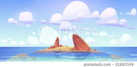Ocean shallow nature landscape rocky land in sea 81693549