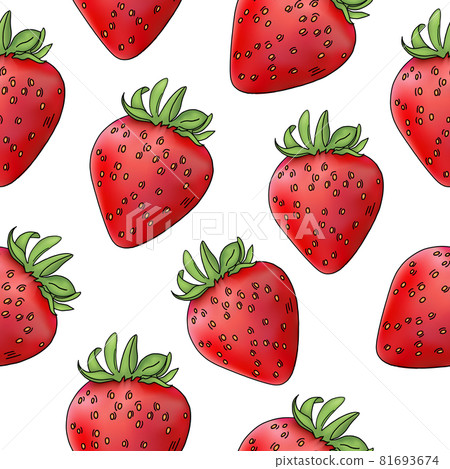 Vector illustration of strawberry berry in realism style red color seamless pattern on white Vector illustration of strawberry berry in realism style red color seamless pattern on white 81693674