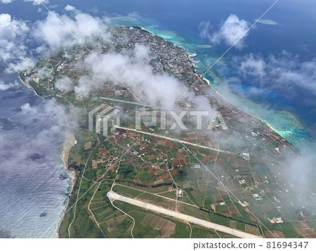 Aerial view of Iejima, Okinawa 81694347