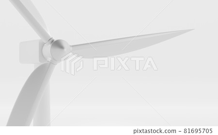 Wind turbine closeup angle view 3d render. Realistic illustration mockup of windmill with long vanes isolated on white background. Alternative renewable power generation, green energy concept 81695705