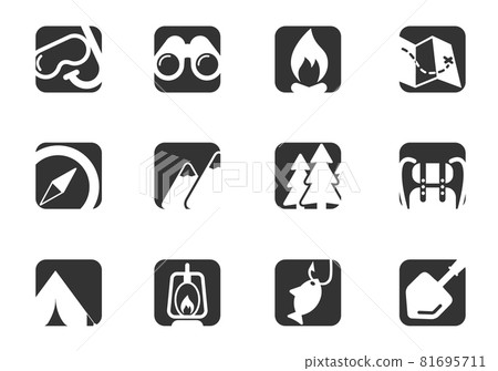 Active recreation and camping icon set 81695711