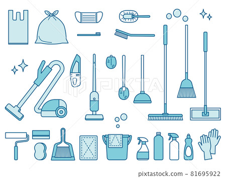 Simple cleaning tool icon set Simple cleaning tool icon set 81695922