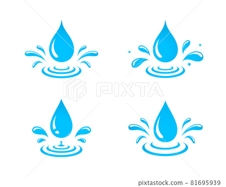 blue water drop splash set with dribbles blue water drop splash set with dribbles 81695939