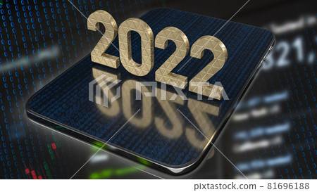 The gold number 2022 on tablet for business concept 3d rendering The gold number 2022 on tablet for business concept 3d rendering 81696188