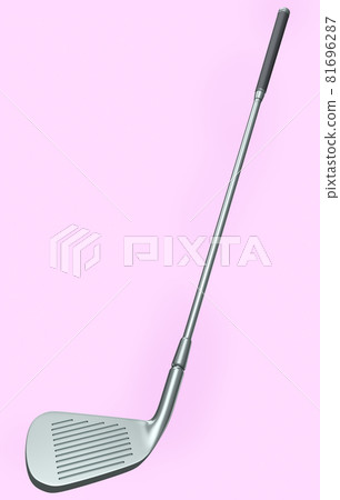 Sport equipment golf club isolated on pink background. 81696287