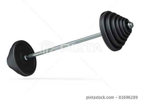 Abstract metal barbell isolated on white background 81696289