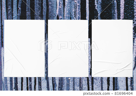 colorful urban wall texture with three wrinkled glued poster templates colorful urban wall texture with three wrinkled glued poster templates 81696404