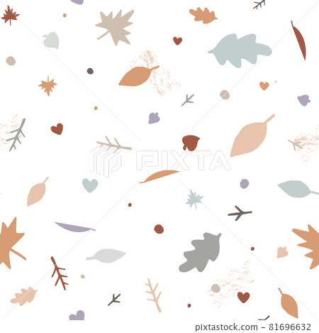Lovely autumn leaves seamless pattern in light pastel colors. Trendy doodle flat style. Great for cards, apparel design, wallpapers, gift wrapping paper, home decor etc 81696632