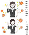 Vaccinated business woman with or without mask 81696633