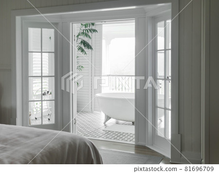 View of a spacious and elegant bathroom. View of a spacious and elegant bathroom. 81696709