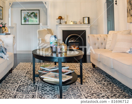 Big and comfortable living room with bright sofa Big and comfortable living room with bright sofa 81696712