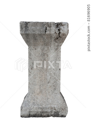 large conical stone column isolated on white background large conical stone column isolated on white background 81696905