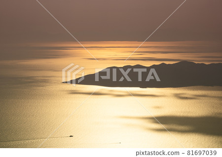 beautiful aerial panorama of mountains islands and sea at sunset beautiful aerial panorama of mountains islands and sea at sunset 81697039
