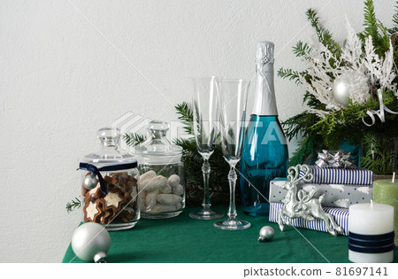 Festively decorated Christmas or New Year's table Festively decorated Christmas or New Year's table 81697141