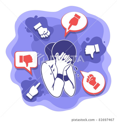 Cyberbullying, woman attack Cyberbullying, woman attack 81697467