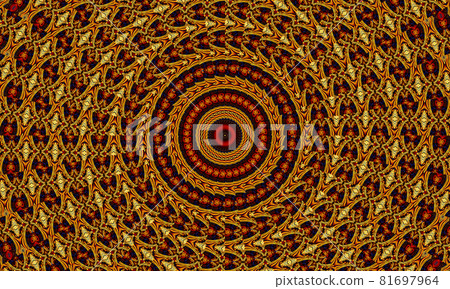 Orange rays stars on black retro textured pattern 70s. Abstract unique kaleidoscope background. Beautiful kaleidoscope seamless pattern. Seamless kaleidoscope texture Orange rays stars on black retro textured pattern 70s. Abstract unique kaleidoscope background. Beautiful kaleidoscope seamless pattern. Seamless kaleidoscope texture 81697964