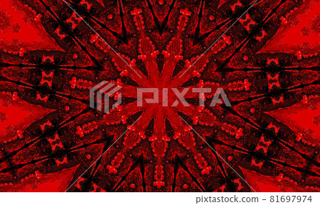 A red glowing floral kaleidoscope pattern background 81697974