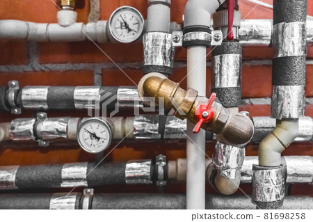 Insulated water pipe system valve. Heating unit at an industrial enterprise 81698258