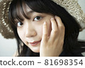 Portrait of a woman wearing a straw hat 81698354