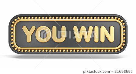 Golden and black rectangle YOU WIN banner 3D 81698695