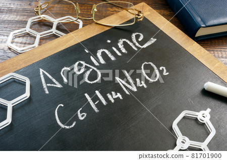 Arginine amino acid and chemical formula on the blackboard. 81701900