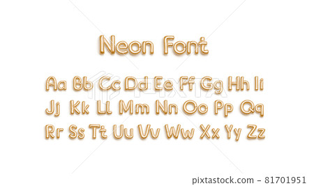 Inflated gold balloon font with capital and lowercase alphabet, isolated 81701951