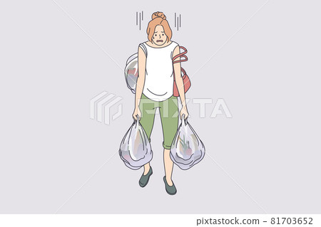 Carrying heavy bags tiredness concept 81703652