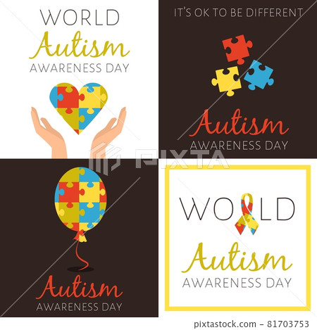 Set of posters for world autism awareness day with different symbols from puzzles Set of posters for world autism awareness day with different symbols from puzzles 81703753