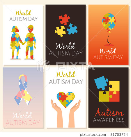 Banners for World Autism and attention deficit day, flat vector illustration. Banners for World Autism and attention deficit day, flat vector illustration. 81703754