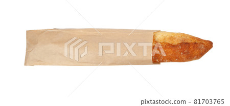 Freshly baked baguette on a paper bag 81703765