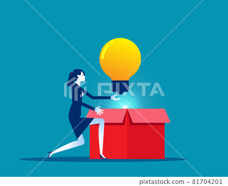 Business  vector illustration of finding and idea, Open box 81704201
