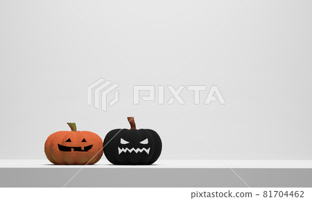 Halloween pumpkin on white tabletop. 3D render illustration 81704462