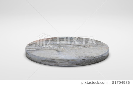 3D rendering. Podium, stand, showcase cement round podium isolated on white 3D rendering. Podium, stand, showcase cement round podium isolated on white 81704986