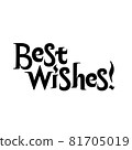 Best Wishes Lettering Vector. Cute calligraphy isolated on white. Vector illustration isolated on white. Cute composition for advertising or greeting cards. Holiday new-year banner. Vector clip art 81705019