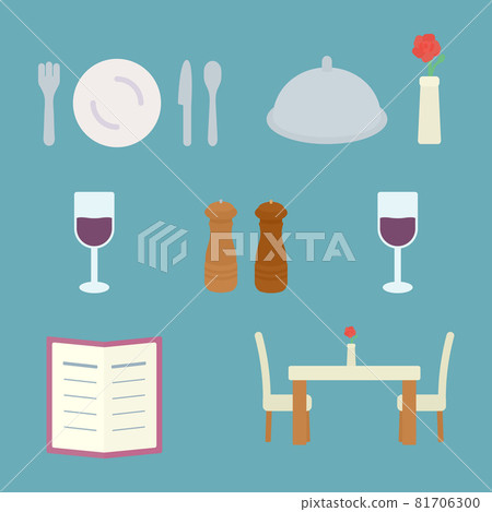 Simple and cute restaurant illustration set 81706300