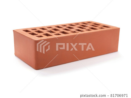 Clay red brick isolated on white background. Construction brick Clay red brick isolated on white background. Construction brick 81706971