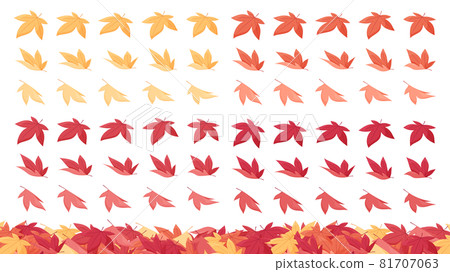 Illustration material set of accumulated fallen leaves_Autumn leaves maple 81707063