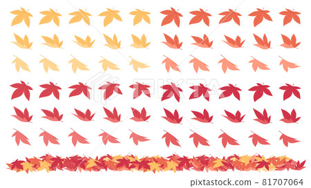 Illustration material set of accumulated fallen leaves_Autumn leaves Momiji_Flat 81707064
