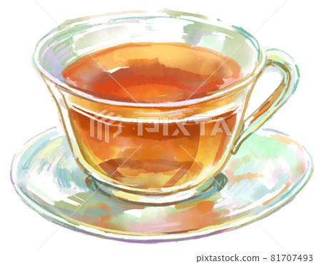 Watercolor illustration of a clear tea cup Watercolor illustration of a clear tea cup 81707493