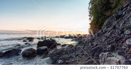 Mystic Beach on the West Coast of Pacific Ocean. Mystic Beach on the West Coast of Pacific Ocean. 81707760