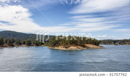 View of Beautiful Gulf Islands during a sunny day. View of Beautiful Gulf Islands during a sunny day. 81707762
