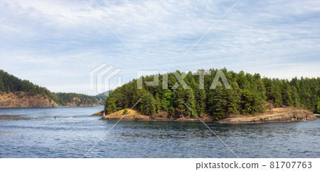 View of Beautiful Gulf Islands during a sunny day. View of Beautiful Gulf Islands during a sunny day. 81707763