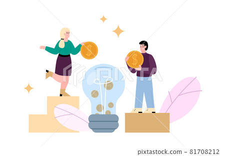Concept of crowdfunding, investment for startup and charity for business idea. Concept of crowdfunding, investment for startup and charity for business idea. 81708212