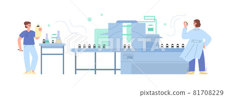 Scientists works for vaccine production at pharmaceutical plant or laboratory. 81708229